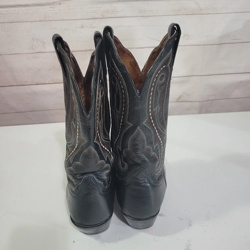 Ariat Heritage Western Boot Womens 7.5 B Black Pebbled Leather Stitching Cowgirl